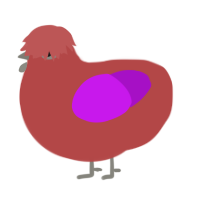 Infected, a red and amethyst chicken