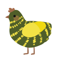 A olive and yellow chicken with a bar pattern