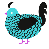 Queunliskanphobia, a aqua and black chicken with a lace pattern