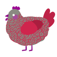 A ash and crimson chicken with a double-lace pattern