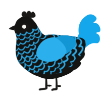 Plumbophobia, a black and sky chicken with a lace pattern