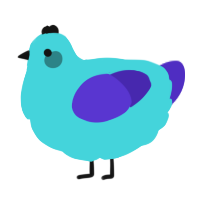 A aqua and indigo chicken
