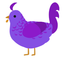Funky Cold Medina, a blurple and violet chicken with a half-lace pattern