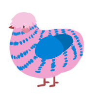 Cotton Candy, a pink and sapphire chicken with a bar pattern
