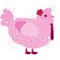 A pink chicken with a lace pattern