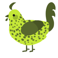(unnamed), a lime and olive chicken with a speckle pattern