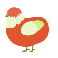 Apple Slice, a vermilion and apple chicken with a head pattern