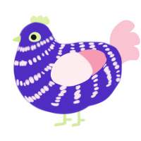 (unnamed), a indigo and rose chicken with a bar pattern