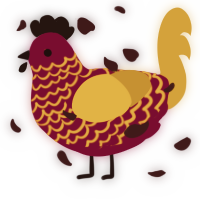 Cinnamon Apple, a maroon and ochre chicken with a lace pattern