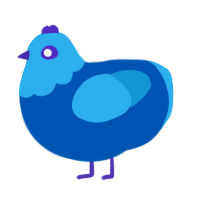 A ultramarine and sky chicken with a head pattern