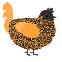 Pumpkin Spice, a mist and ultramarine chicken with a double-lace pattern