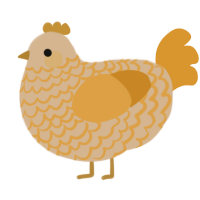 A beige and orange chicken with a lace pattern