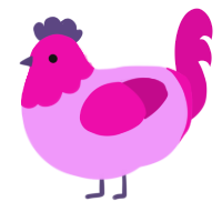 Berry Blast, a lavender and fuchsia chicken with a head pattern
