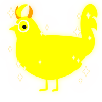 A yellow chicken with a speckle pattern