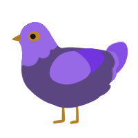 Trash pigeon, a overcast and blurple chicken with a head pattern