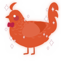 A vermilion chicken with a half-lace pattern