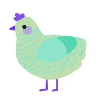 Poe, a gluppy and mint chicken with a lace pattern