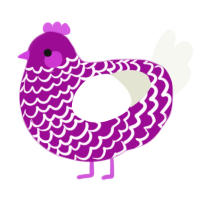 A plum and white chicken with a lace pattern