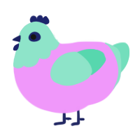 Silo, a lavender and mint chicken with a head pattern