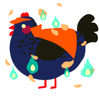 A navy and black chicken with a half-lace pattern