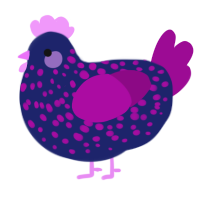 A navy and plum chicken with a speckle pattern