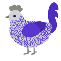 A mist and indigo chicken with a double-lace pattern