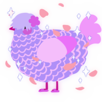 Kpop, a lilac and lavender chicken with a lace pattern