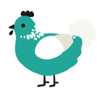 Tulpar, a turquoise and white chicken with a neck-speckle pattern