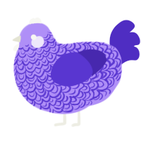 Lady Lilace, a lilac and indigo chicken with a double-lace pattern