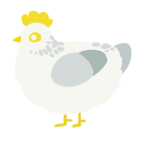tulip, a white and silver chicken with a neck-speckle pattern