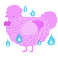 A lavender chicken with a lace pattern