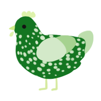 (unnamed), a leaf and gluppy chicken with a speckle pattern