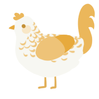 A white and honey chicken with a half-lace pattern