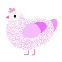 Eternal Sugar, a white and lavender chicken with a double-lace pattern