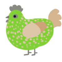 Third Brother, a grass and beige chicken with a speckle pattern