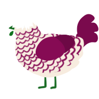 A cream and wine chicken with a lace pattern
