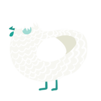 A white chicken with a lace pattern