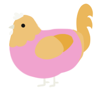Dawn, a pink and honey chicken with a head pattern