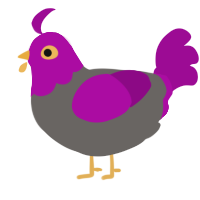 C0zmic, a grey and plum chicken with a head pattern