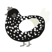 (unnamed), a sable and white chicken with a speckle pattern