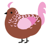 A russet and pink chicken with a half-lace pattern