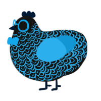 DiaMONd, a black and sky chicken with a double-lace pattern