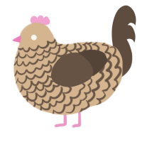 hazelnut spread, a beige and bark chicken with a lace pattern