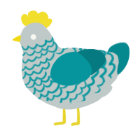 (unnamed), a silver and teal chicken with a lace pattern