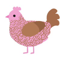 A pink and brown chicken with a double-lace pattern