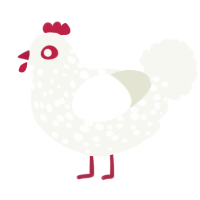 (unnamed), a white chicken with a speckle pattern