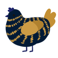 A tumblr and gold chicken with a bar pattern