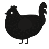 A black and sable chicken with a speckle pattern