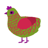 (unnamed), a chartreuse and crimson chicken with a lace pattern