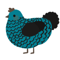 Angler, a sea and sable chicken with a lace pattern